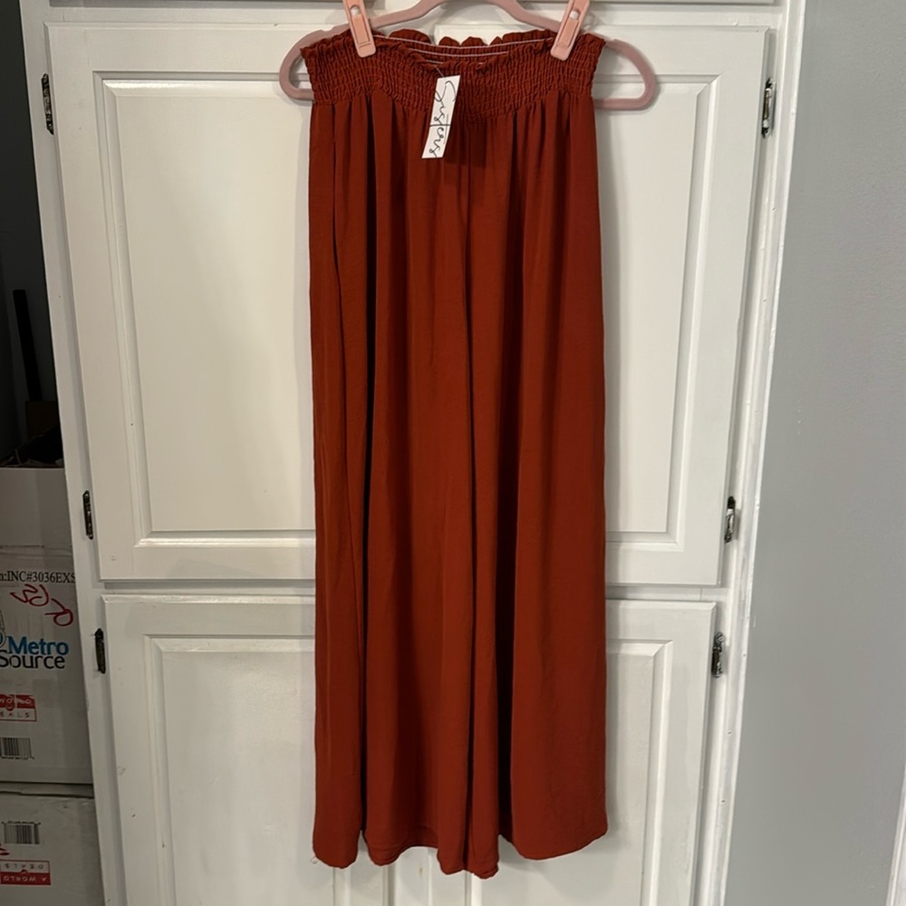 Burnt orange pallazo pants with pockets